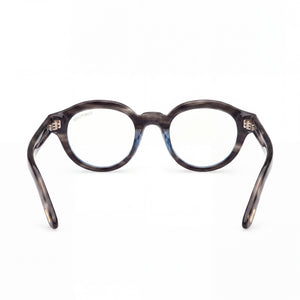 Marcolin FT6037-B Round Eyeglasses Unisex — side view, Gray Blue Filter Plastic temples