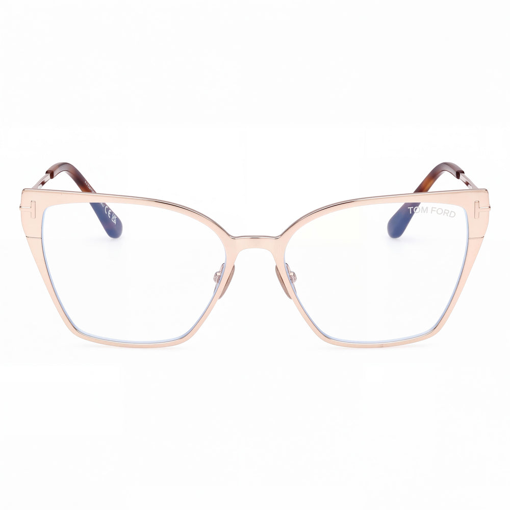 Marcolin FT6051-B Cat Eye Eyeglasses Unisex — front view, Blue Filter Metal