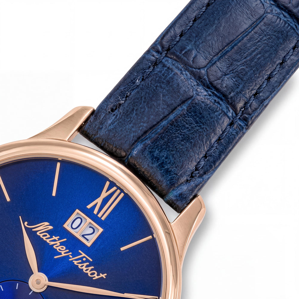 Mathey-Tissot H1886QPBU Men's Watch — side view, Stainless Steel case 40mm