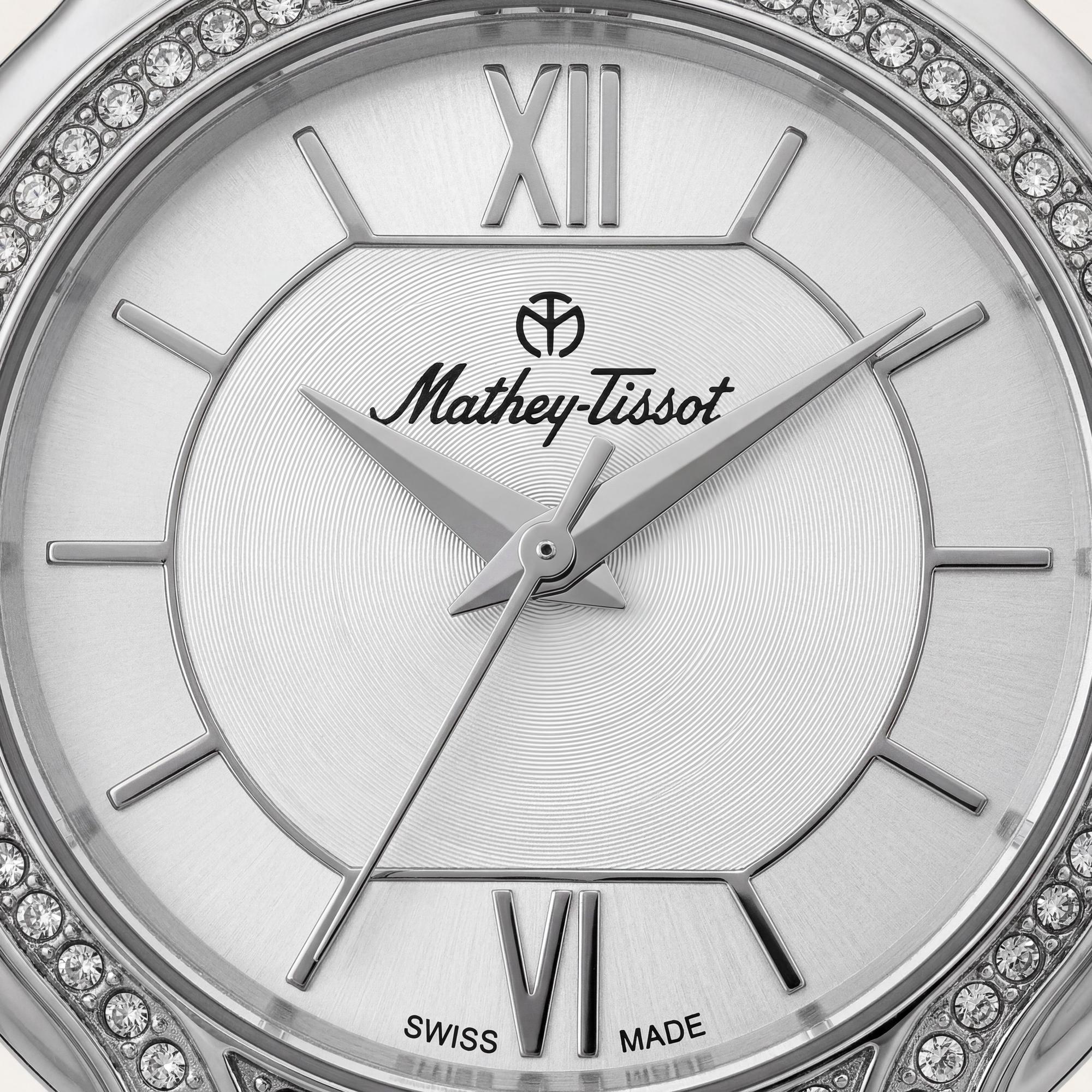 Reloj de mujer Mathey-Tissot, esfera plateada, acero inoxidable de 40 mm, Photo 2