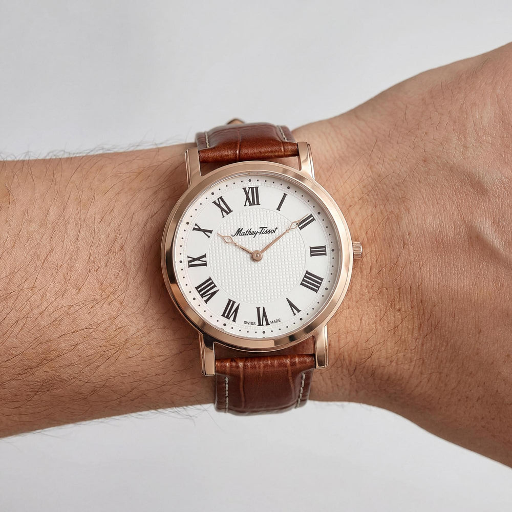 Mathey-Tissot Men's Watch — side view, Stainless Steel case 42mm