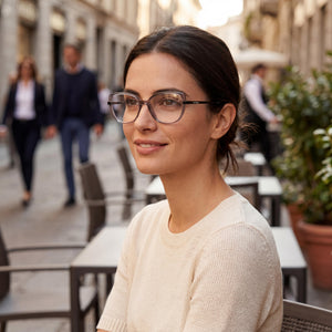 Max & Co. Rectangle Eyeglasses Women — side view, Black Injected temples