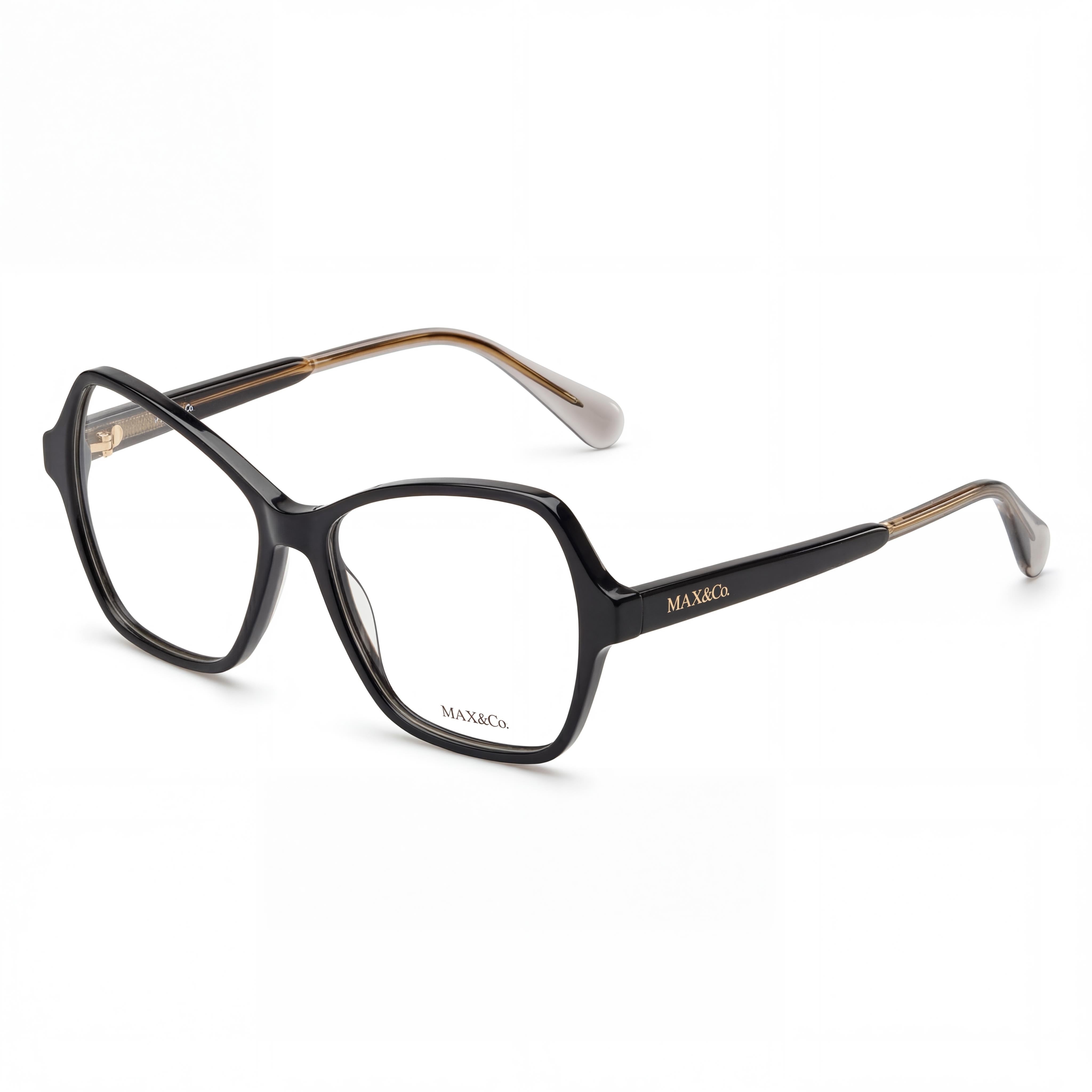 Max & Co. MO5031 Shiny Black Square Eyeglasses for Women, Plastic 55mm, Photo 1