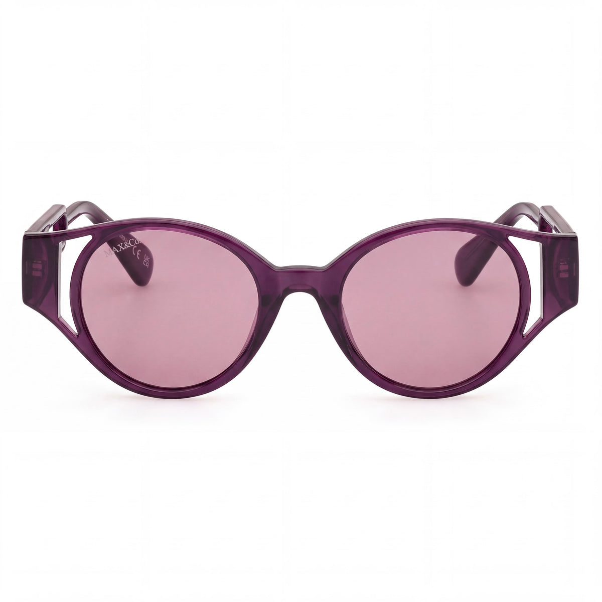 Max & Co. MO0069 Glossy Purple Oval Sunglasses for Women, 48mm, Photo 2