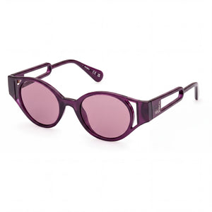 Max & Co. MO0069 Violet Oval Sunglasses for Women, Shiny Purple lens