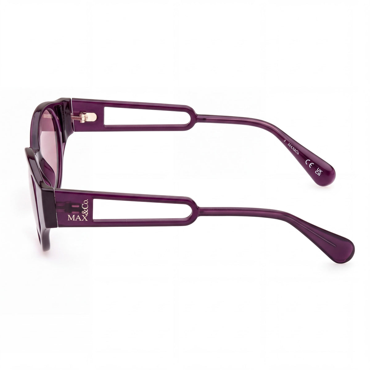 Max & Co. MO0069 Glossy Purple Oval Sunglasses for Women, 48mm, Photo 3