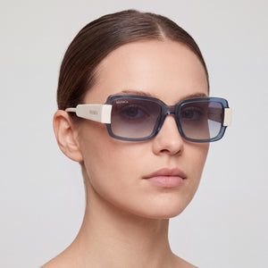 Max & Co. Mo0074 Rectangle Sunglasses Women — side view, Non-Polarized Blue lens