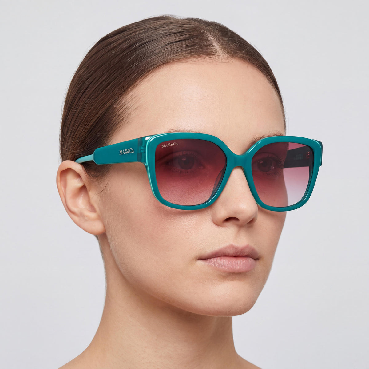 Max & Co. MO0075 Dark Green Square Sunglasses for Women, 55mm, Photo 4