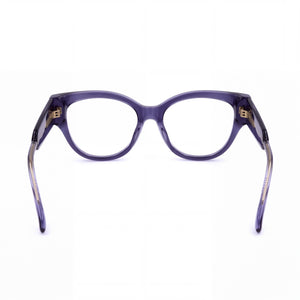 Max & Co. Mo5141 Cat Eye Eyeglasses Women — side view, Violet Acetate temples