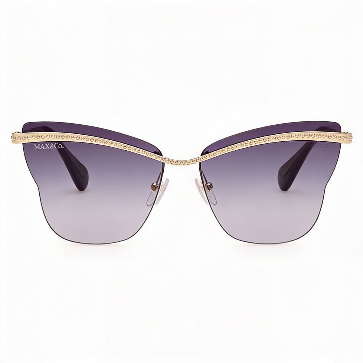 Max & Co. Modern MO0103 Gold Rectangle Sunglasses for Women, 60mm, Photo 2