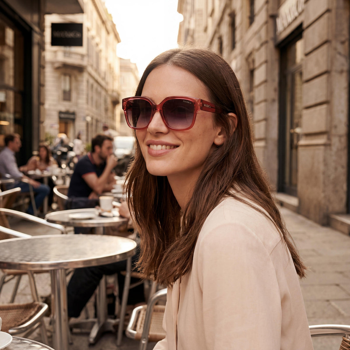 Max & Co. Modern Roze Rectangle Sunglasses for Women, 55mm, Photo 6