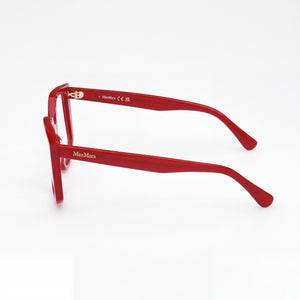 MaxMara 5162-b Rectangle Eyeglasses Women — side view, Shiny Light Red Blue Filter Plastic temples