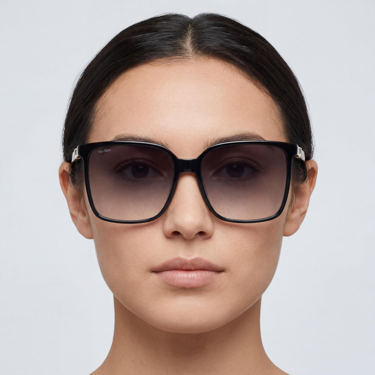 MaxMara MM0046 Shiny Black/Gradient Grey Square Sunglasses for Women, 57mm, Photo 5