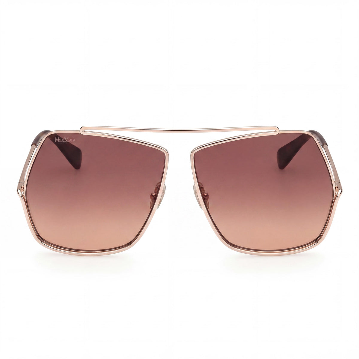 MaxMara Classic Shiny Rose Gold Aviator Sunglasses for Women, 64mm, Photo 2