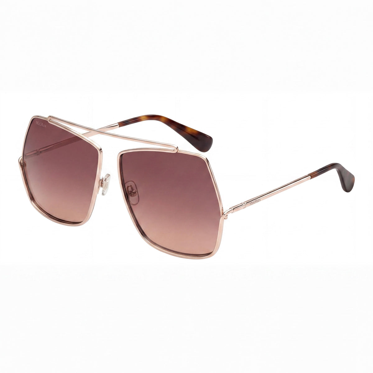 MaxMara Classic Shiny Rose Gold Aviator Sunglasses for Women, 64mm, Photo 1