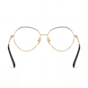 MaxMara Eyewear Round Eyeglasses Women — side view, Gold Metal temples