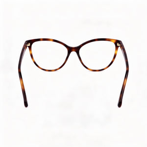 MaxMara Cat Eye Eyeglasses Women — side view, Havana Plastic temples