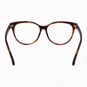 MaxMara Oval Eyeglasses Women — side view, Havana Plastic temples