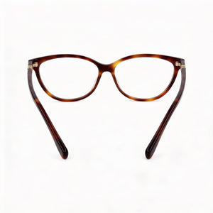 MaxMara Oval Eyeglasses Women — side view, Havana Plastic temples