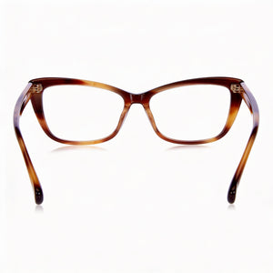 MaxMara Rectangle Eyeglasses Women — side view, Havana Plastic temples