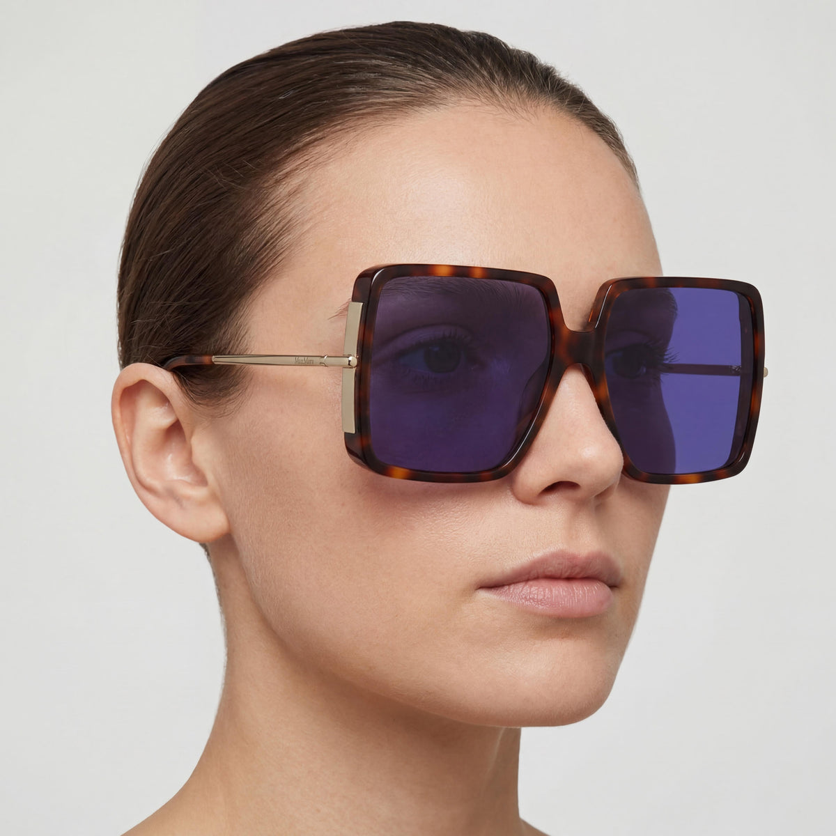 Gafas de sol MaxMara Classic para mujer, montura de plástico, lentes color marrón habano oscuro, sin polarizar, protección UV, 58 mm, Photo 3
