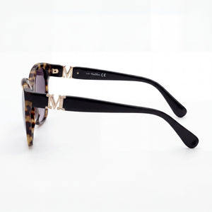 MaxMara MM0014 Rectangle Eyeglasses Women — side view, Havana Acetate temples