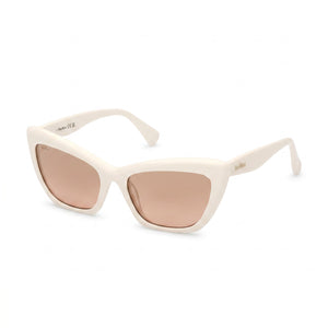 MaxMara MM0063 White Cat Eye Sunglasses for Women, Brown lens