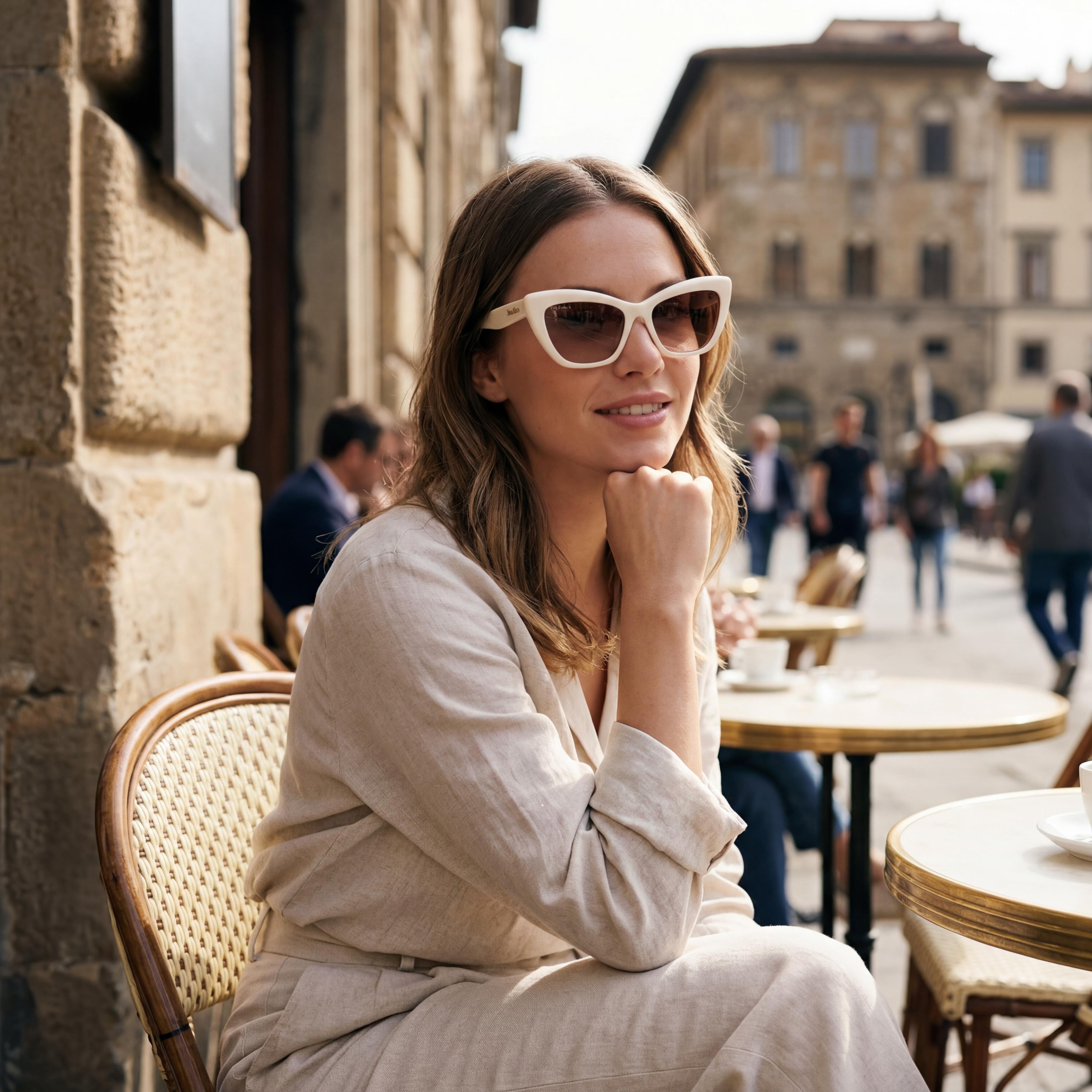 MaxMara MM0063 White Gold Cat Eye Mirrored Sunglasses for Women, 57mm, Photo 4