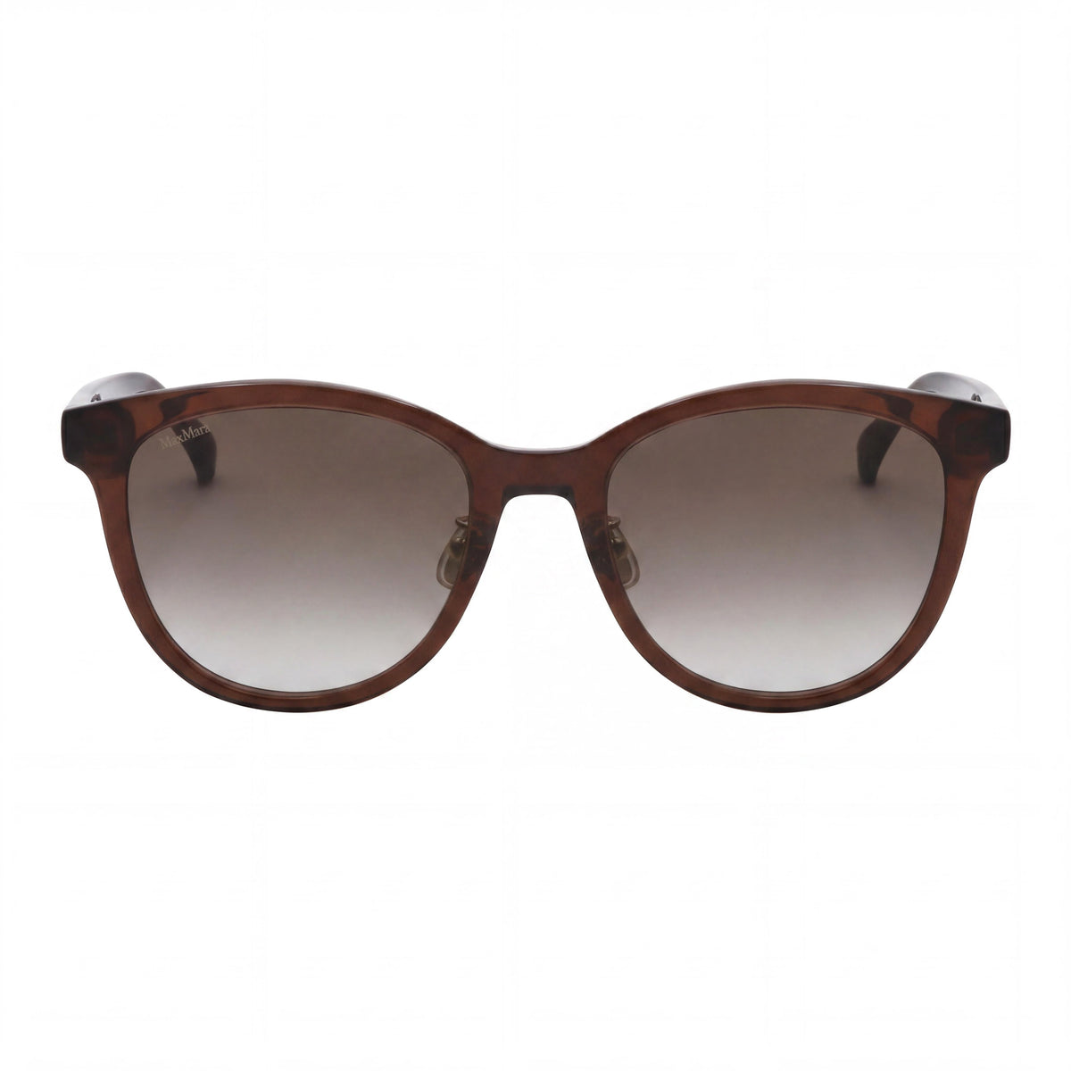 MaxMara MM0107 K Shiny Light Brown Round Sunglasses for Women, 55mm, Photo 2