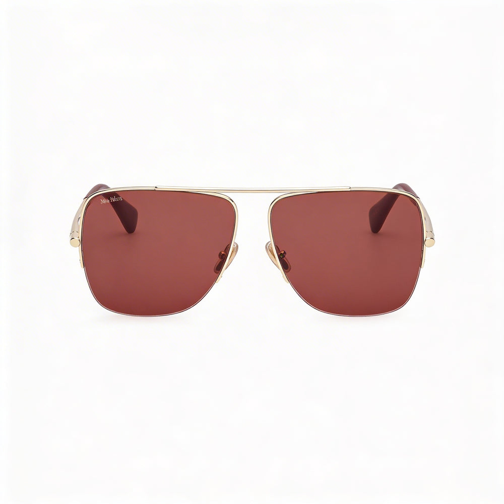 MaxMara Mm0121 Rectangle Sunglasses Women — side view, Non-Polarized Gold lens