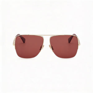 MaxMara Mm0121 Rectangle Sunglasses Women — side view, Non-Polarized Gold lens