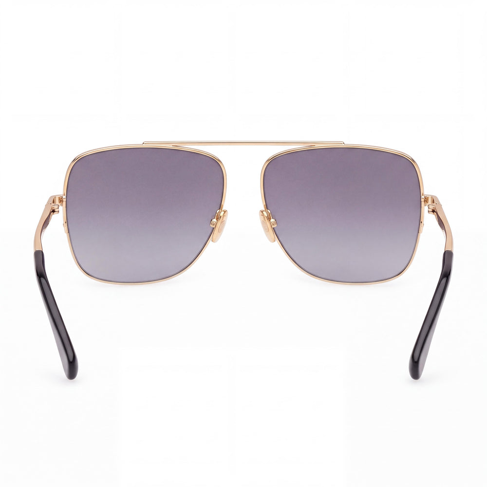 MaxMara Mm0121 Rectangle Sunglasses Women — side view, Non-Polarized Shiny Deep Gold lens