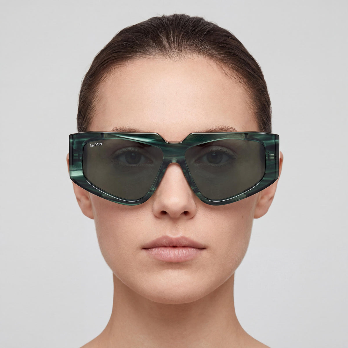 MaxMara Mm0125 Green Rectangle Sunglasses for Women, 58mm, Photo 4