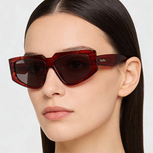 MaxMara Mm0125 Rectangle Sunglasses Women — side view, Non-Polarized Smoke lens