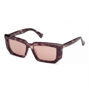 MaxMara MM0126 Havana Rectangle Sunglasses for Women, brown lens