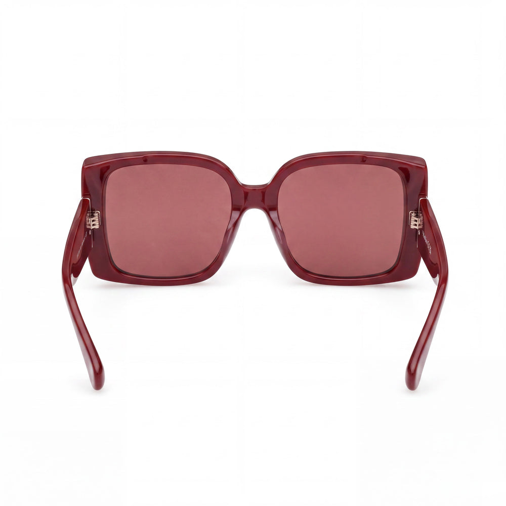 MaxMara Mm0131 Square Sunglasses Women — side view, Non-Polarized Shiny Bordeaux lens