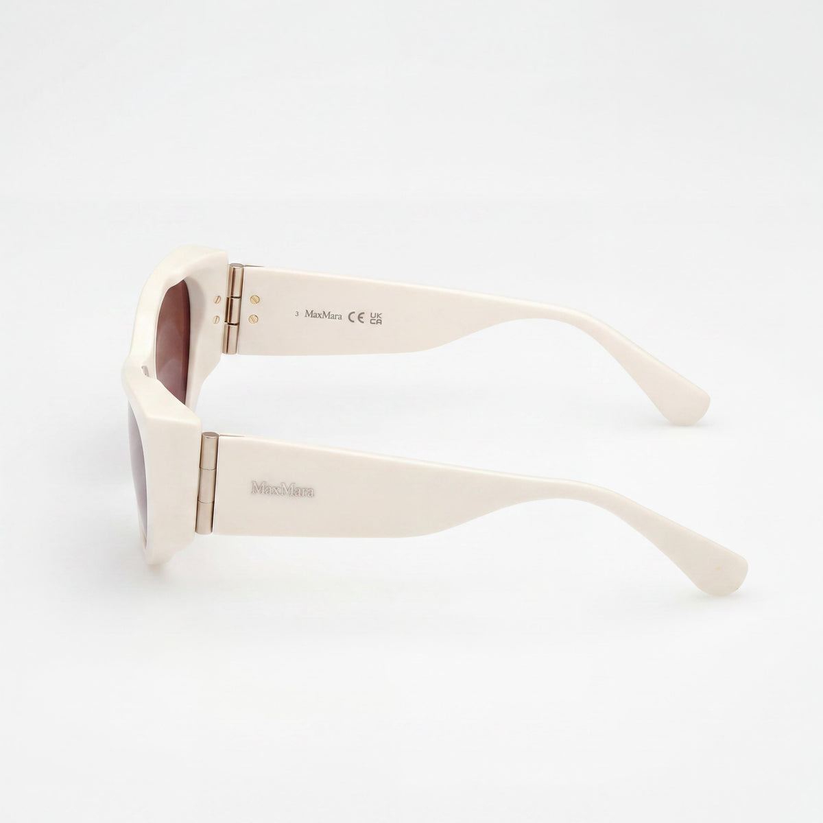 MaxMara Mm0132 Shiny White Rectangle Sunglasses Unisex, 58mm, Photo 3