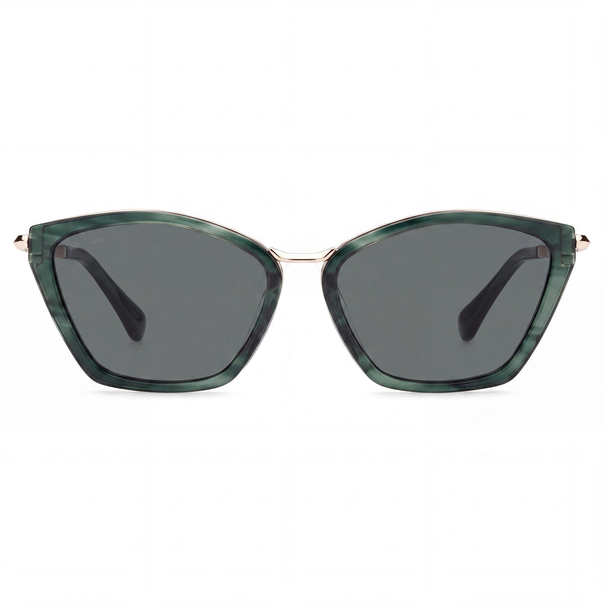 MaxMara MM0162 Shiny Dark Green Rectangle Sunglasses for Women, 54mm, Photo 2