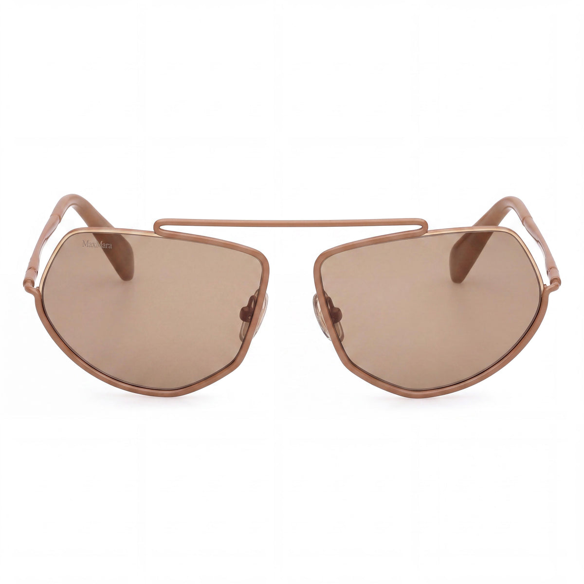 MaxMara MM0165 Shiny Light Brown Aviator Sunglasses for Women, 60mm, Photo 2