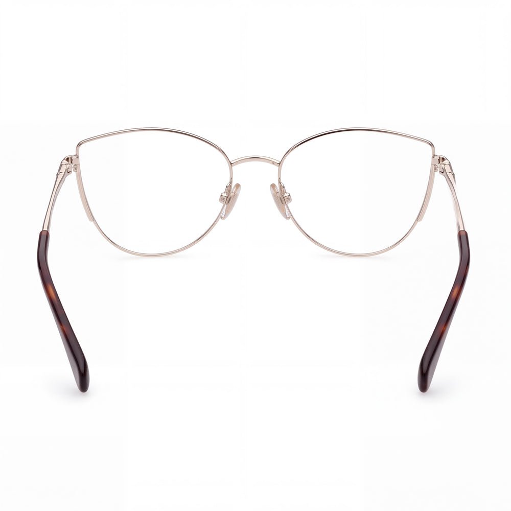 MaxMara MM5002 Cat Eye Eyeglasses Women — side view, Light Gold Metal temples