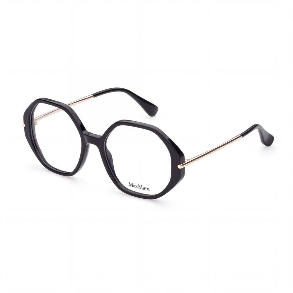 MaxMara MM5005 Black Round Eyeglasses Unisex, Pantographed Plastic frame