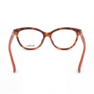 MaxMara MM5014 Cat Eye Eyeglasses Women — side view, Havana Acetate temples