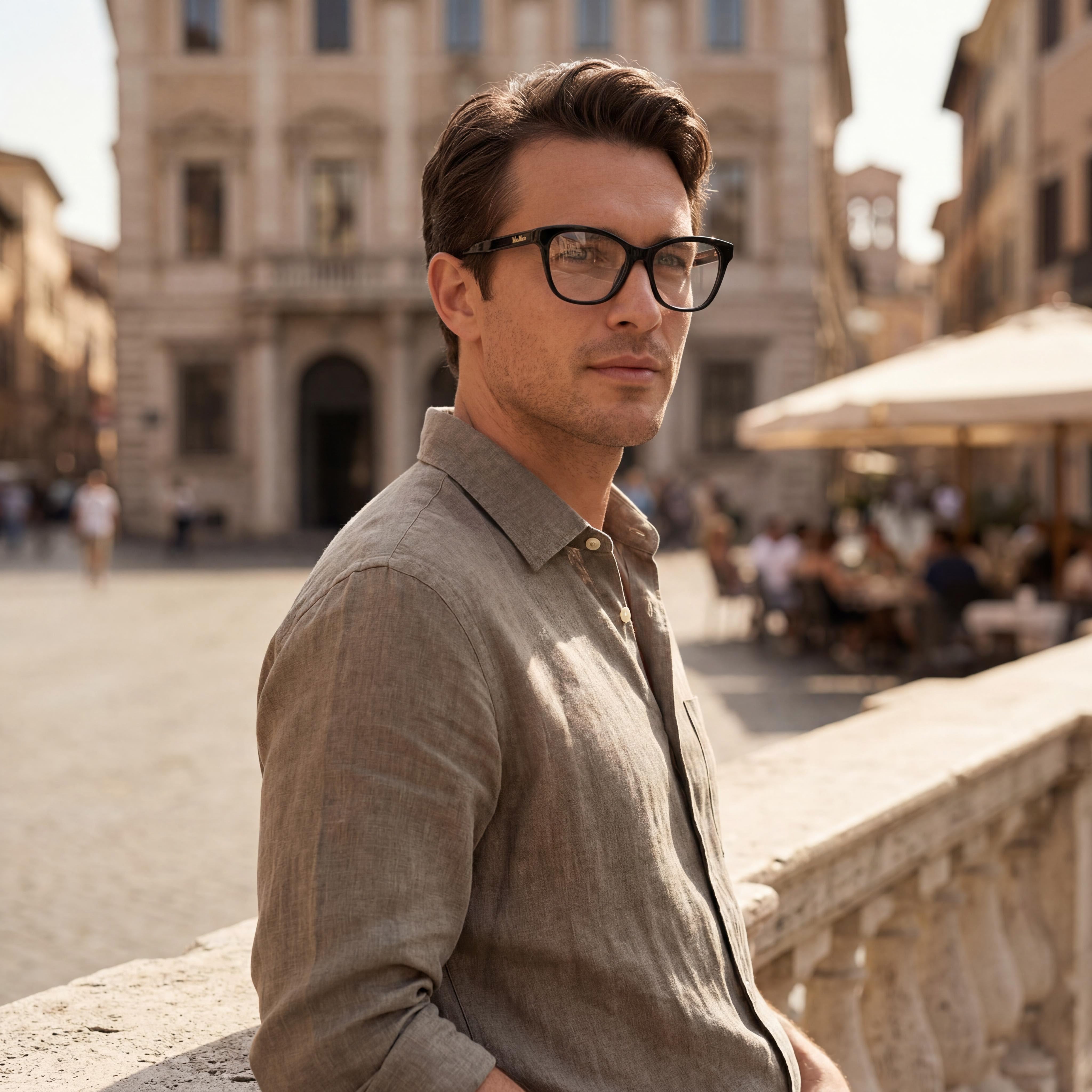 MaxMara MM5032-F Black Rectangle Eyeglasses for Men, Plastic, Photo 4
