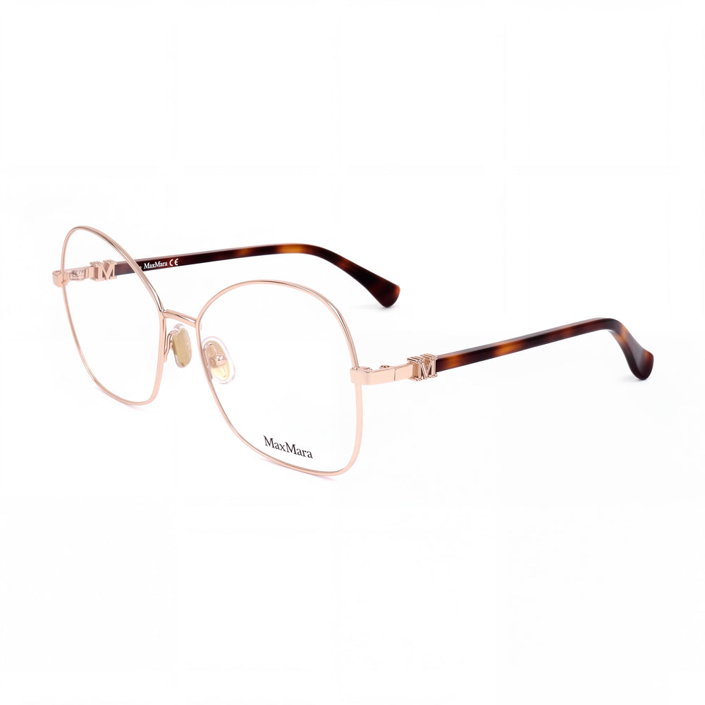 MaxMara MM5033 Shiny Rose Gold Butterfly Eyeglasses for Women, Metal frame