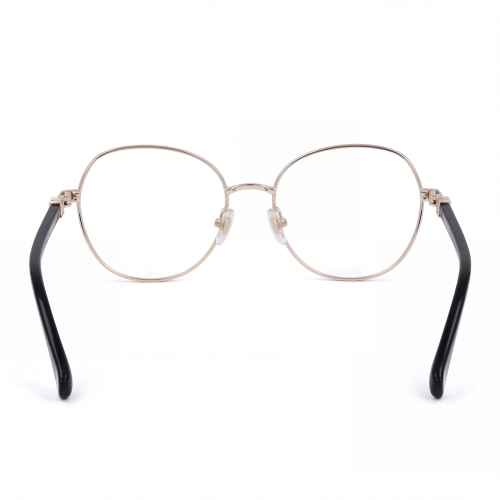 MaxMara Mm5034 Round Eyeglasses Men — side view, Gold Metal temples