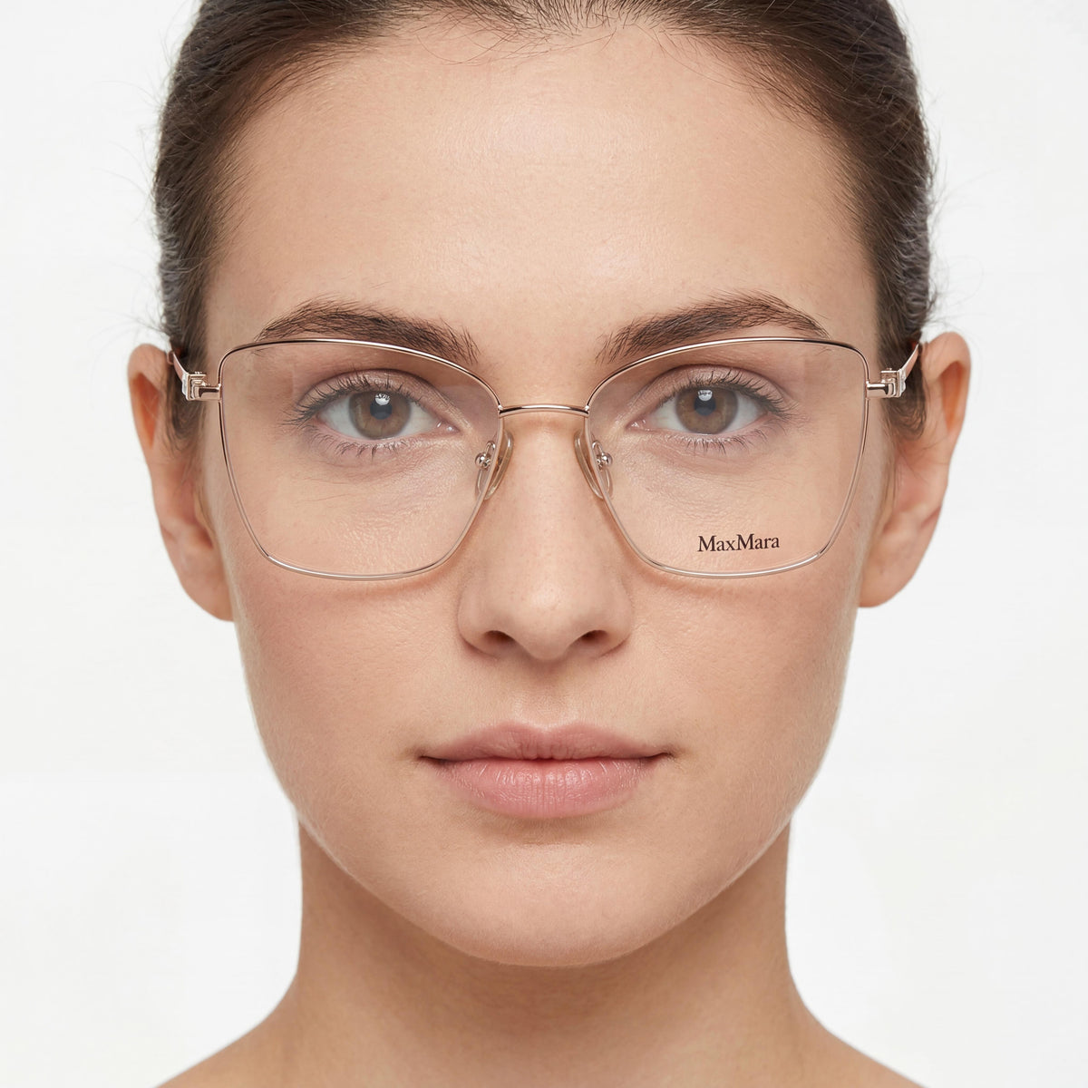 Gafas graduadas rectangulares para mujer MaxMara MM5048 en oro rosa brillante, Photo 3