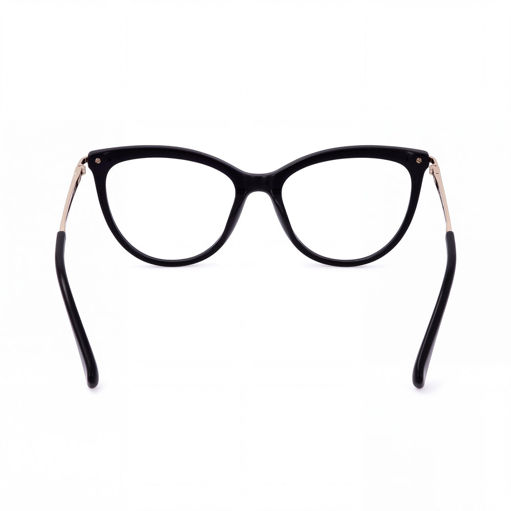 MaxMara MM5049 Cat Eye Eyeglasses Women — side view, Black Plastic temples