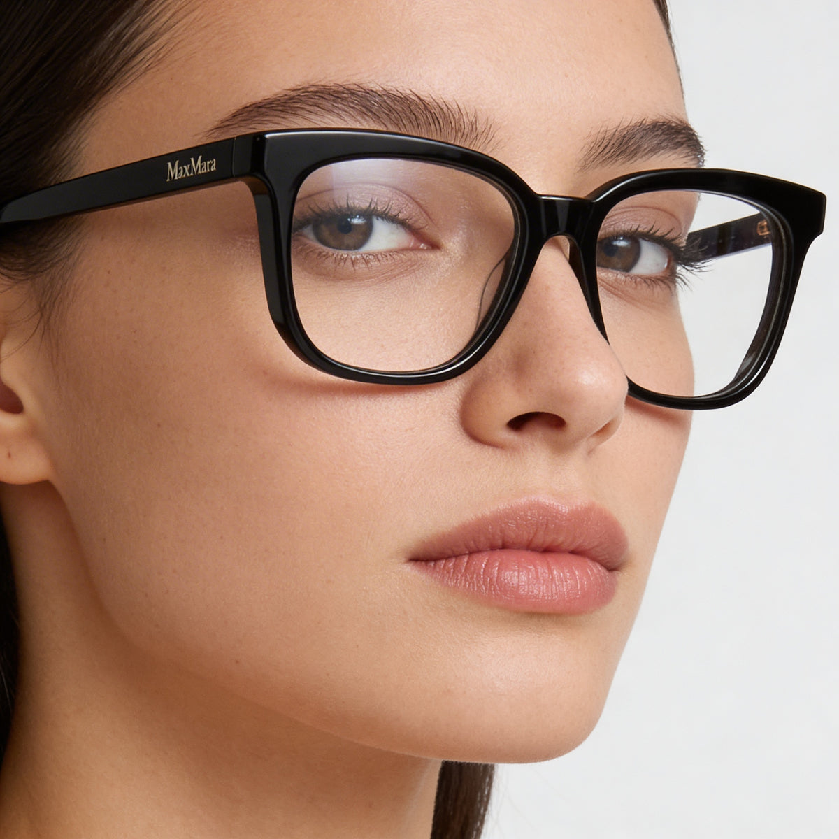 MaxMara MM5095 Shiny Black Square Eyeglasses for Women, Plastic 51mm, Photo 4