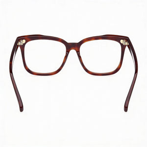 MaxMara MM5095 Square Eyeglasses Women — side view, Havana Plastic temples