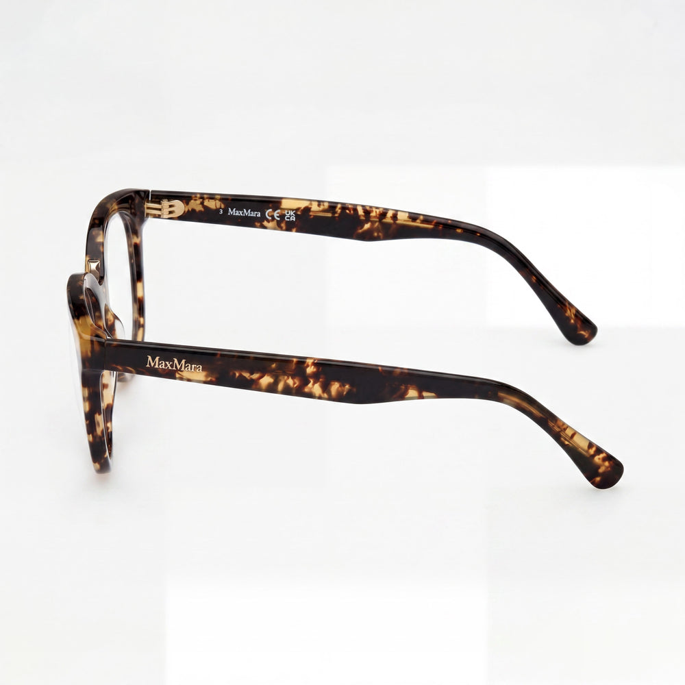 MaxMara MM5110 Rectangle Eyeglasses Women — side view, Havana Plastic temples
